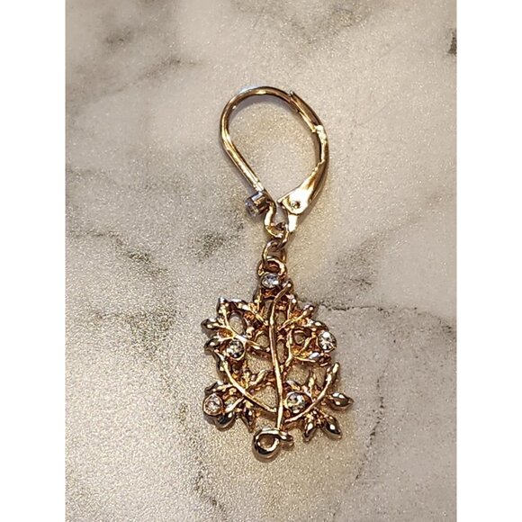 NAPIER Gold Tone Crystal Leaf Drop Earrings Lever Back Closure New With Tags - Picture 4 of 5